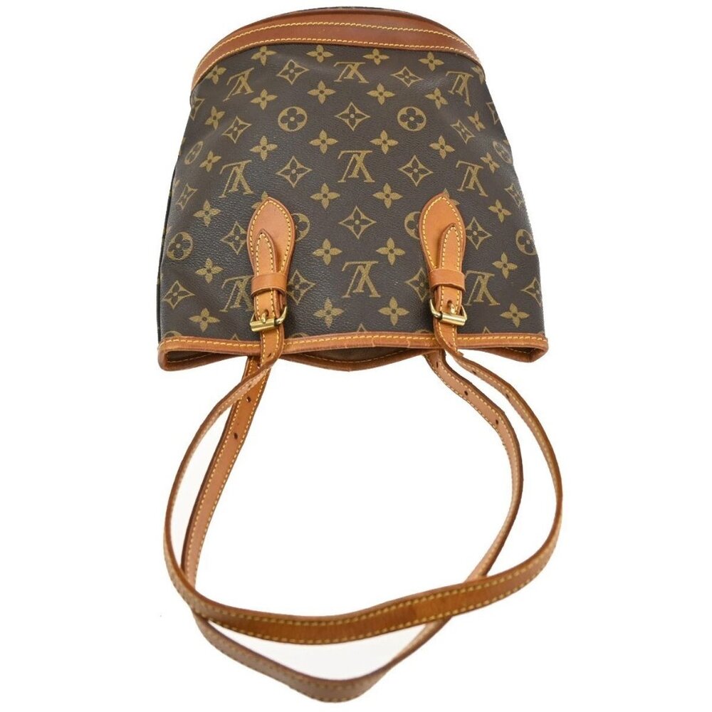 LOUIS VUITTON BUCKET PM Shoulder Tote Bag Monogram Leather Brown M42238 30AA147 - Picture 6 of 16